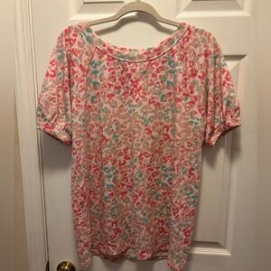 Macaron Pastel Cheetah Print Women's Shirt Sleeve Top in Size Large BNOT